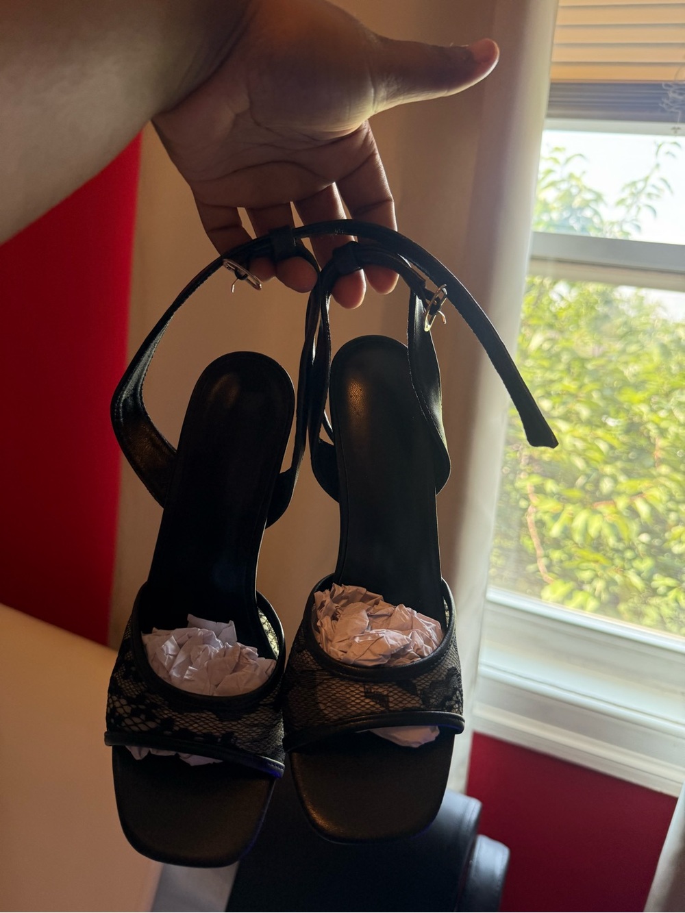 SHEIN Black Lace Slingback Sandals